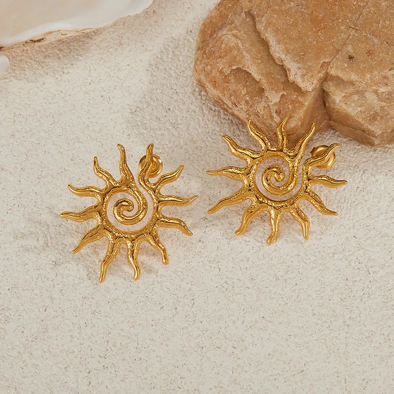 Gold Sun-shaped Earrings