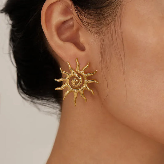 Gold Sun-shaped Earrings