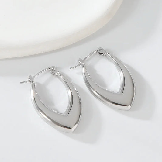 V-Shaped Silver Hoop Earrings