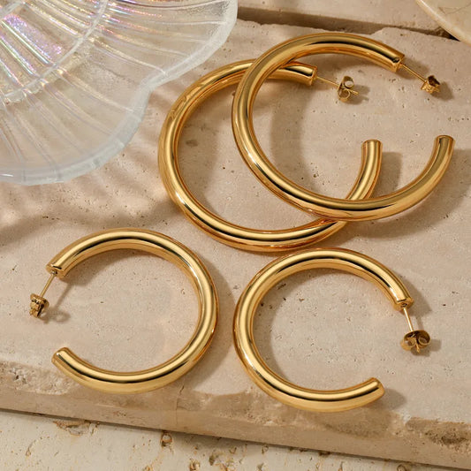Gold Hoop Stud Earrings