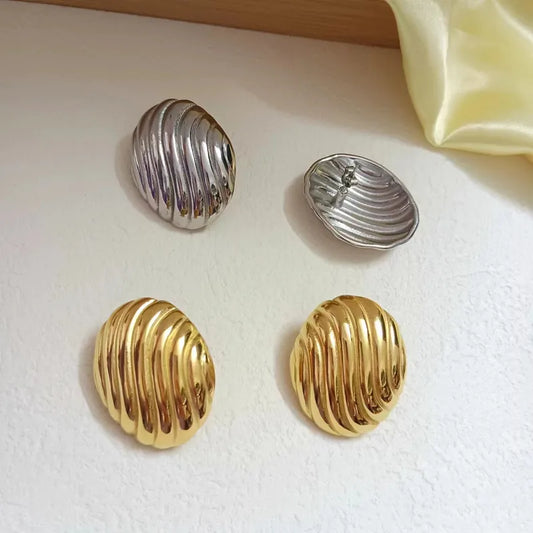 Gold Textured Round  Stud Earrings