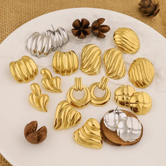 Irregular Waves Gold Earrings