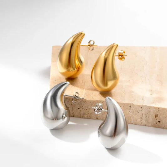 Gold Teardrop Stud Earrings