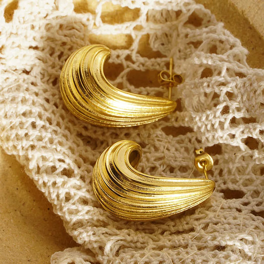 French Gold Stud Earrings
