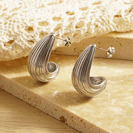 French Silver Stud Earrings