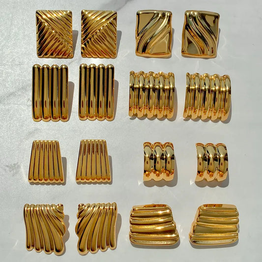 Gold Squared Hoop Earrings