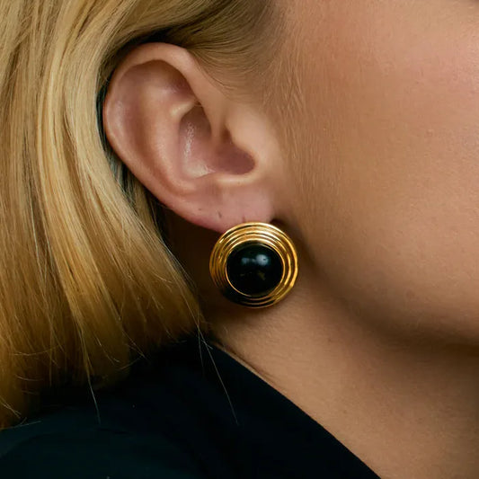 Agate Stone Gold Earrings