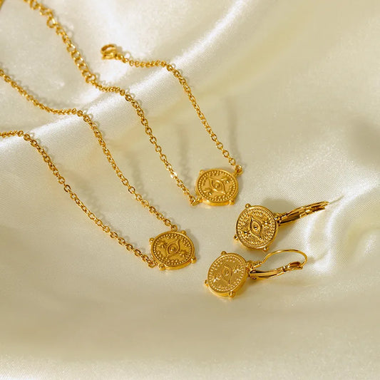 Gold Eye Hoop Earrings