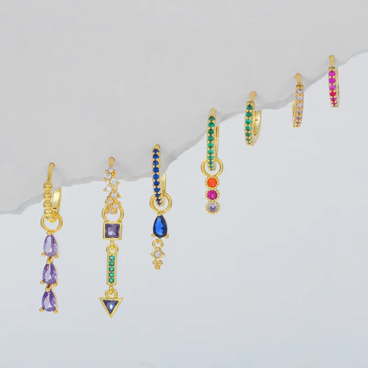 Blue Gold Hoop Earring