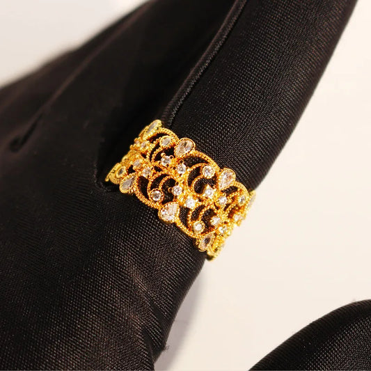 Zircons Intricate Gold Ring