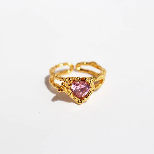 Pink Heart Gold Ring