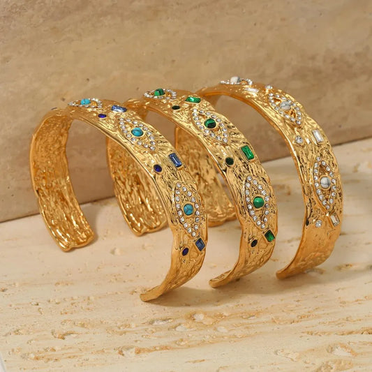 Emerald Vintage Gold Cuff Bracelet