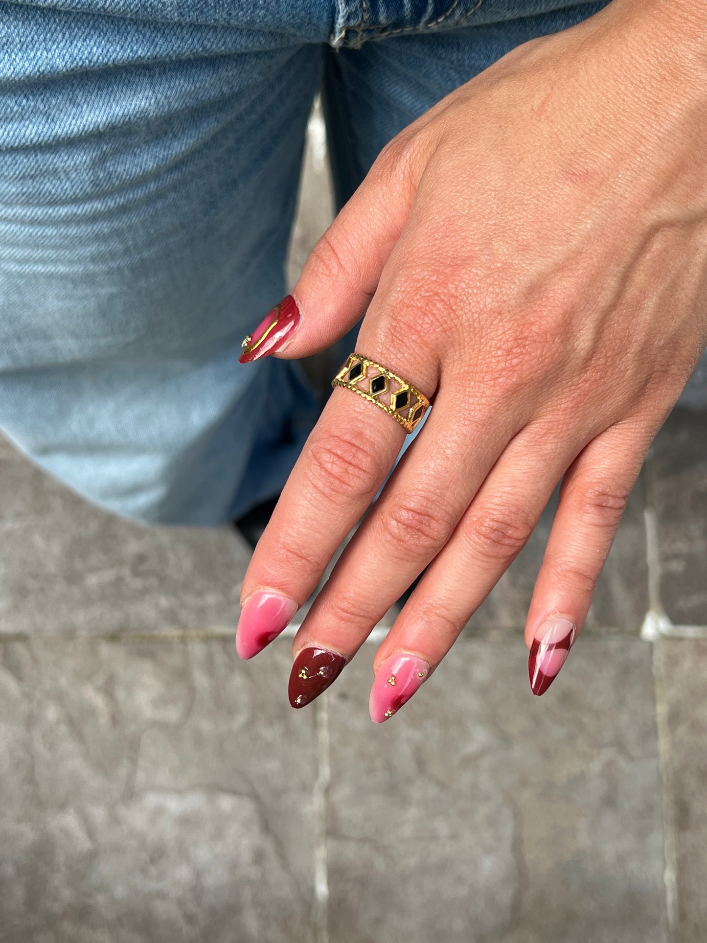 Black Gemstones Gold Ring