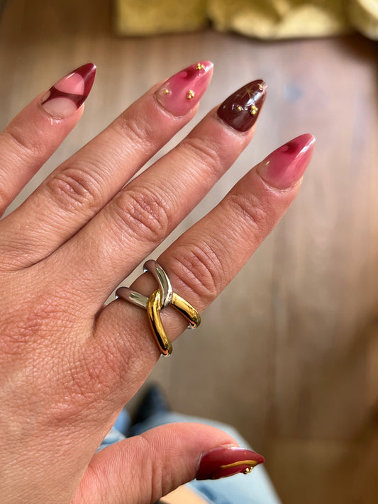 Gold Silver Interlaced Ring
