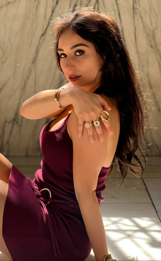 Pearls and Green Gold Gemstone Ring