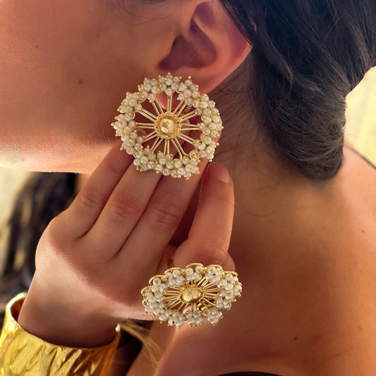 Gold and Pearls Earrings