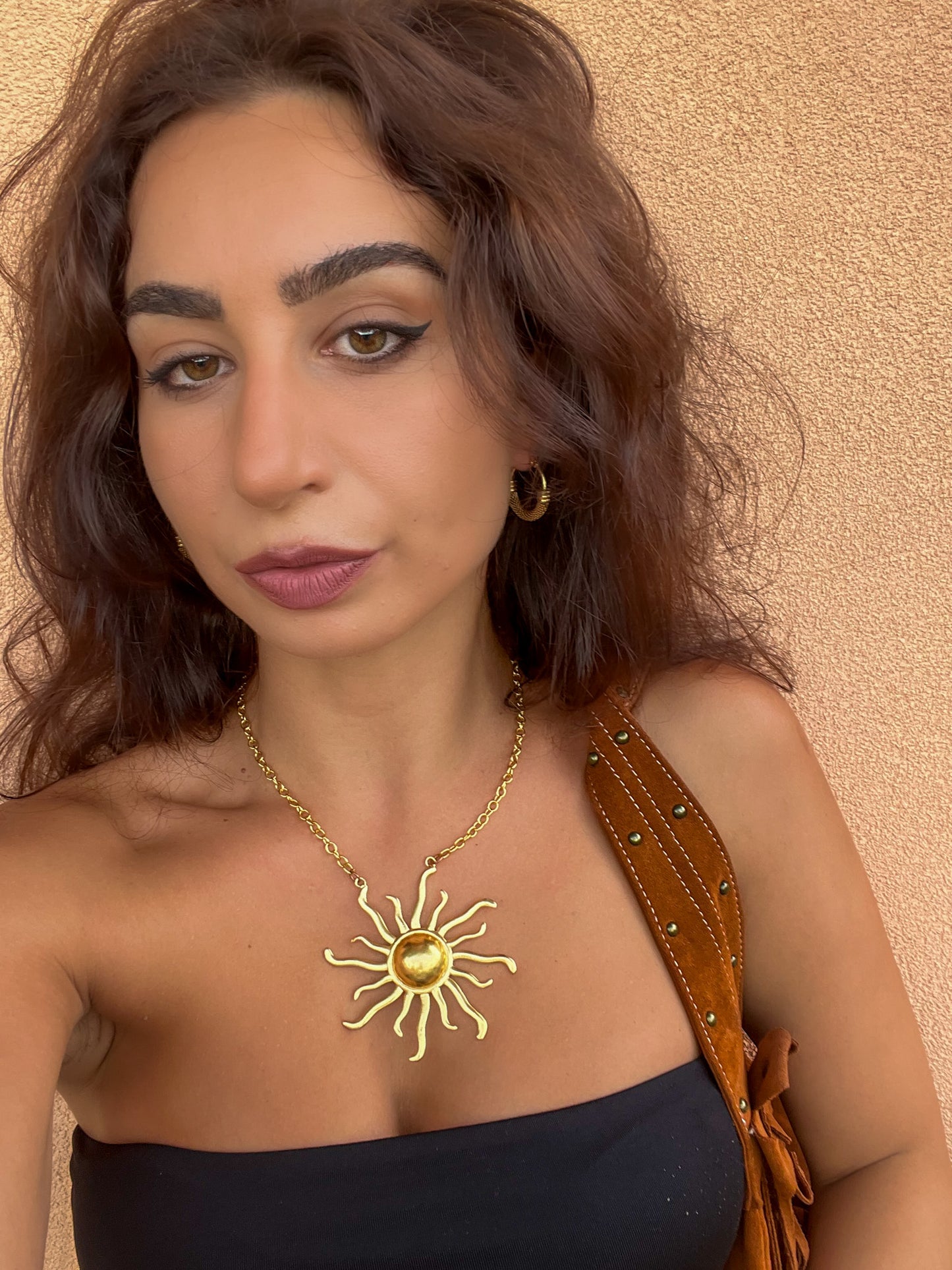 Gold Sun Pendant Necklace
