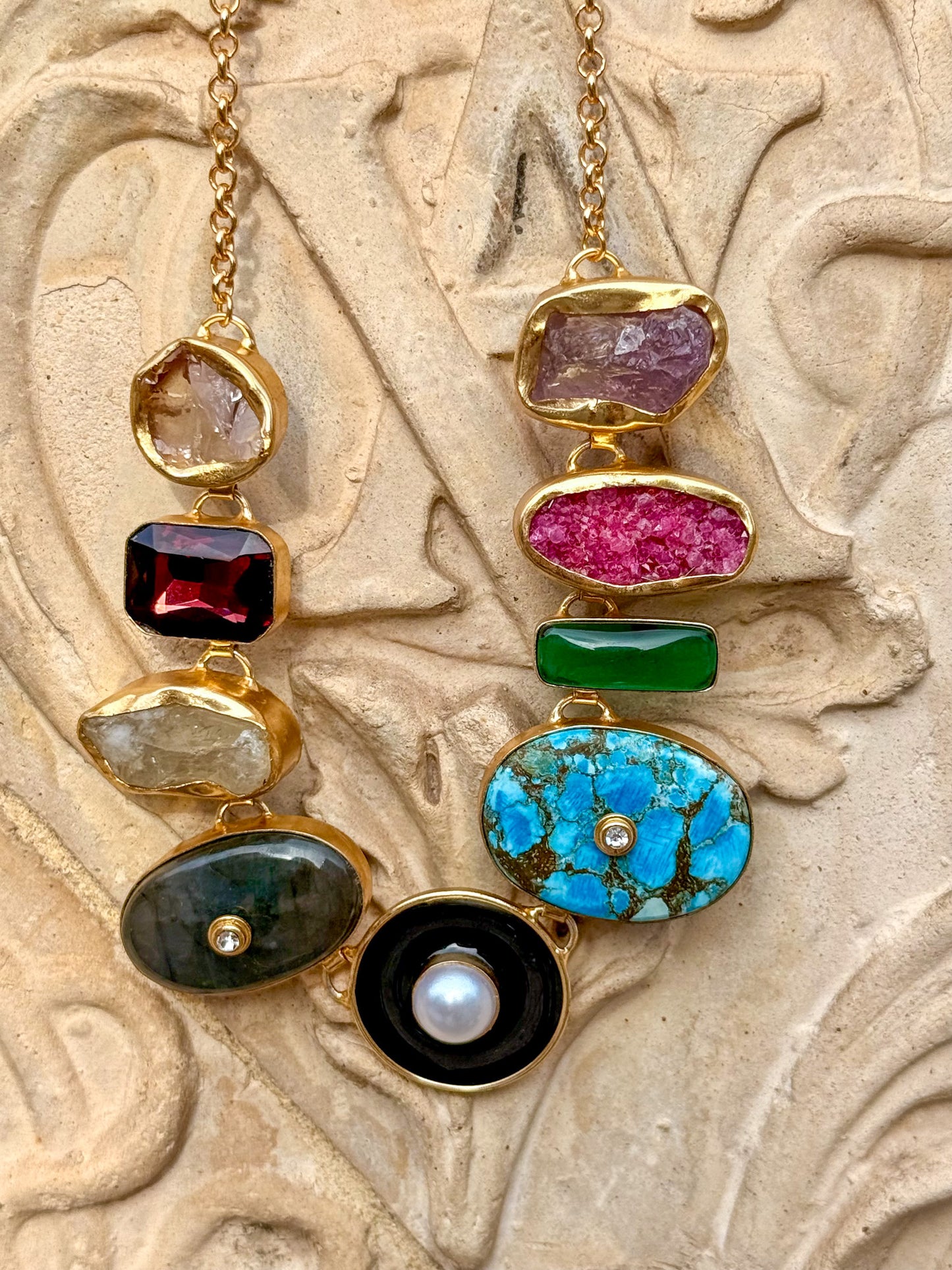 Multicolored Natural Gemstones Necklace