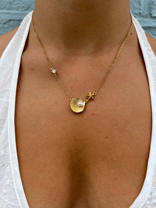 Zircon Pearl Shell Necklace