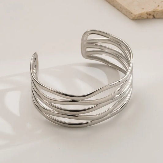Multi Layered Silver Cuff Bracelet