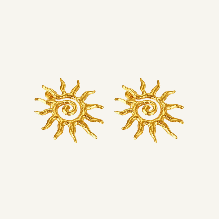 Gold Sun-shaped Earrings