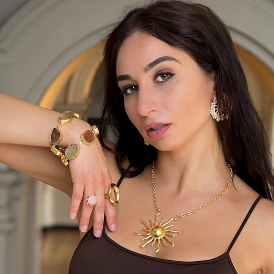 Brown Natural Stones Gold Bracelet