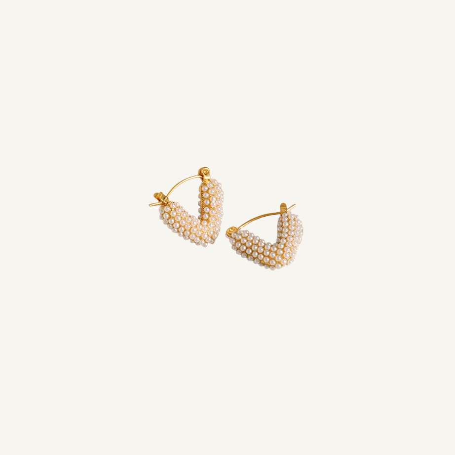 V-Shaped Pearls Gold Earrings