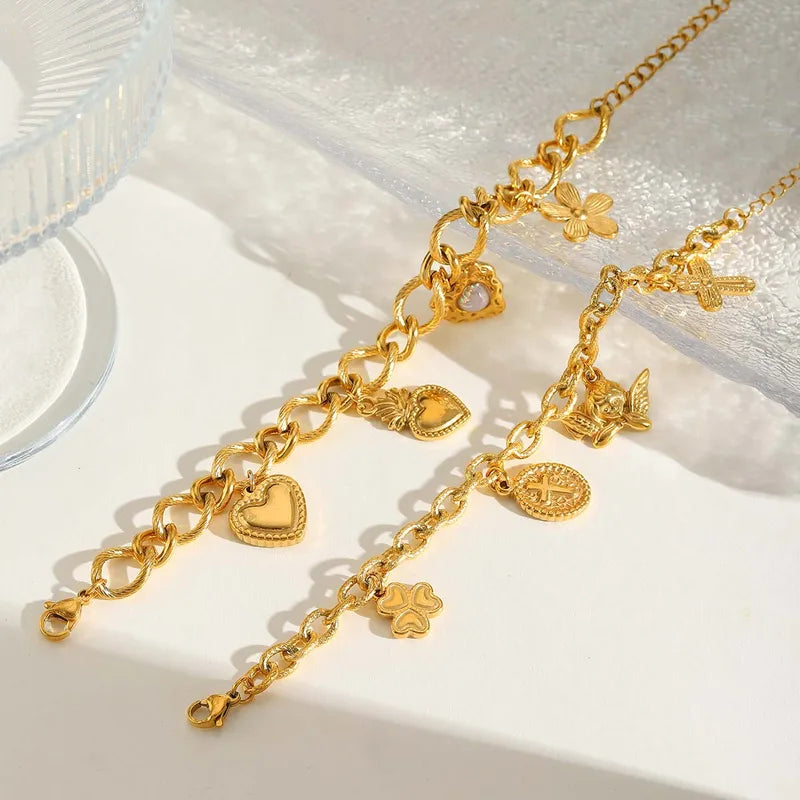 Cross Charms Gold Bracelet