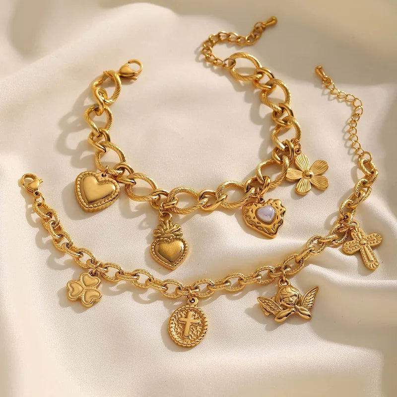 Cross Charms Gold Bracelet