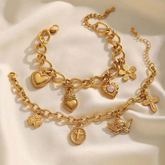 Flower Charms Gold Bracelet