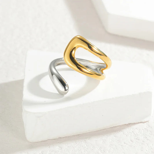 Gold Silver Adjustable Ring