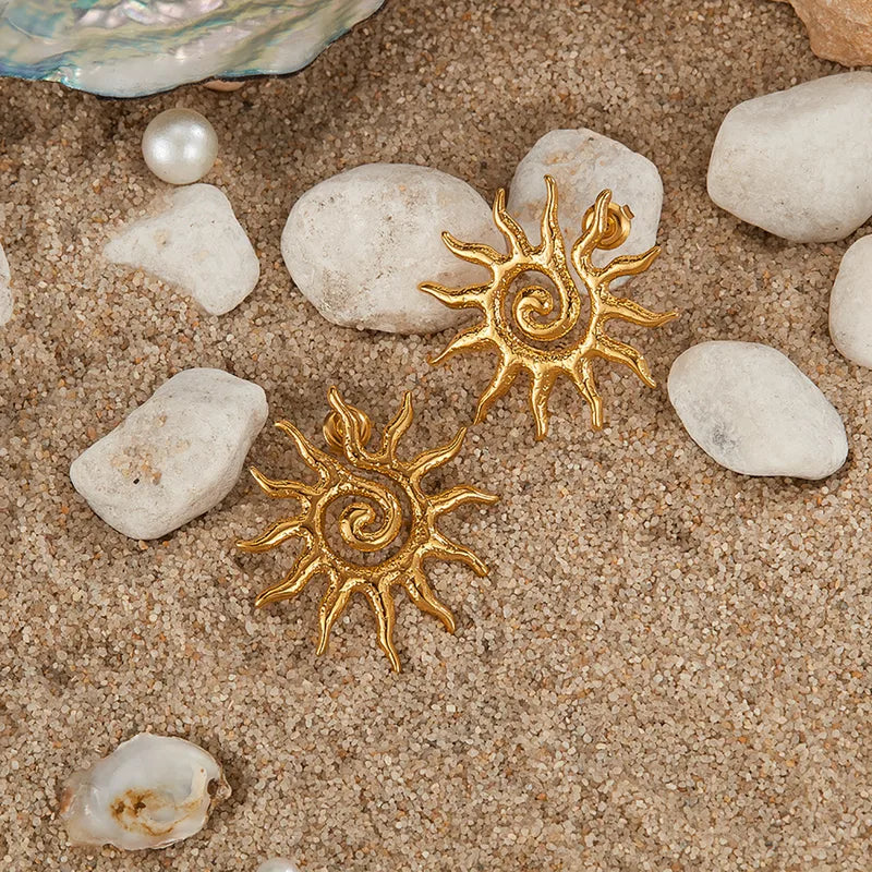 Gold Sun-shaped Earrings