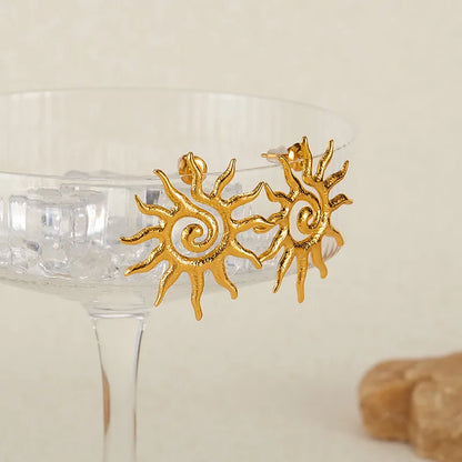Gold Sun-shaped Earrings
