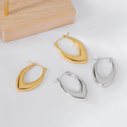 V-Shaped Silver Hoop Earrings