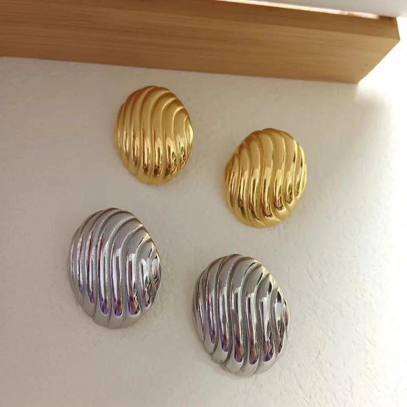 Silver Textured Round  Stud Earrings