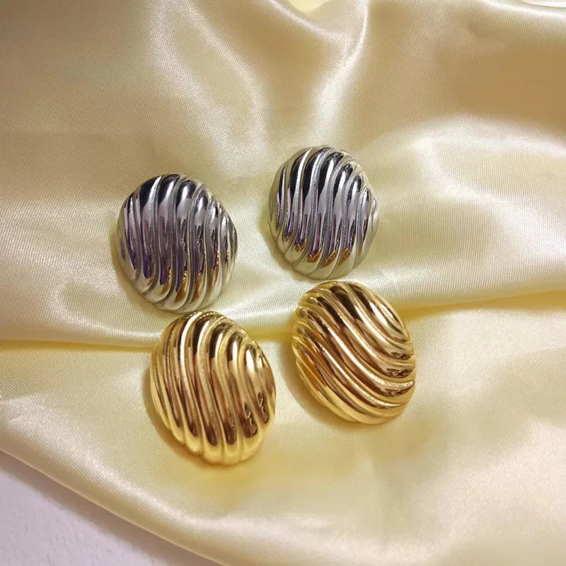 Gold Textured Round  Stud Earrings
