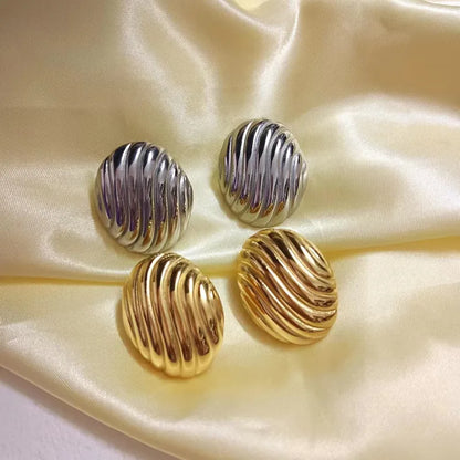 Gold Textured Round  Stud Earrings