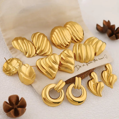 Irregular Waves Gold Earrings
