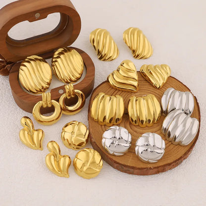Gold Textured Round  Stud Earrings