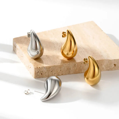 Gold Teardrop Stud Earrings
