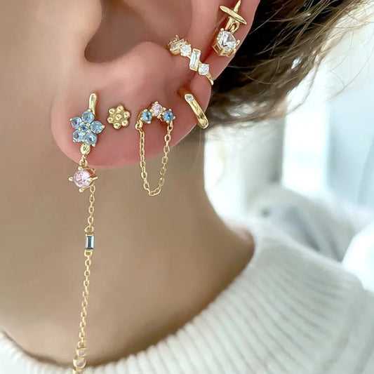 Gemstones Drops Gold Earrings
