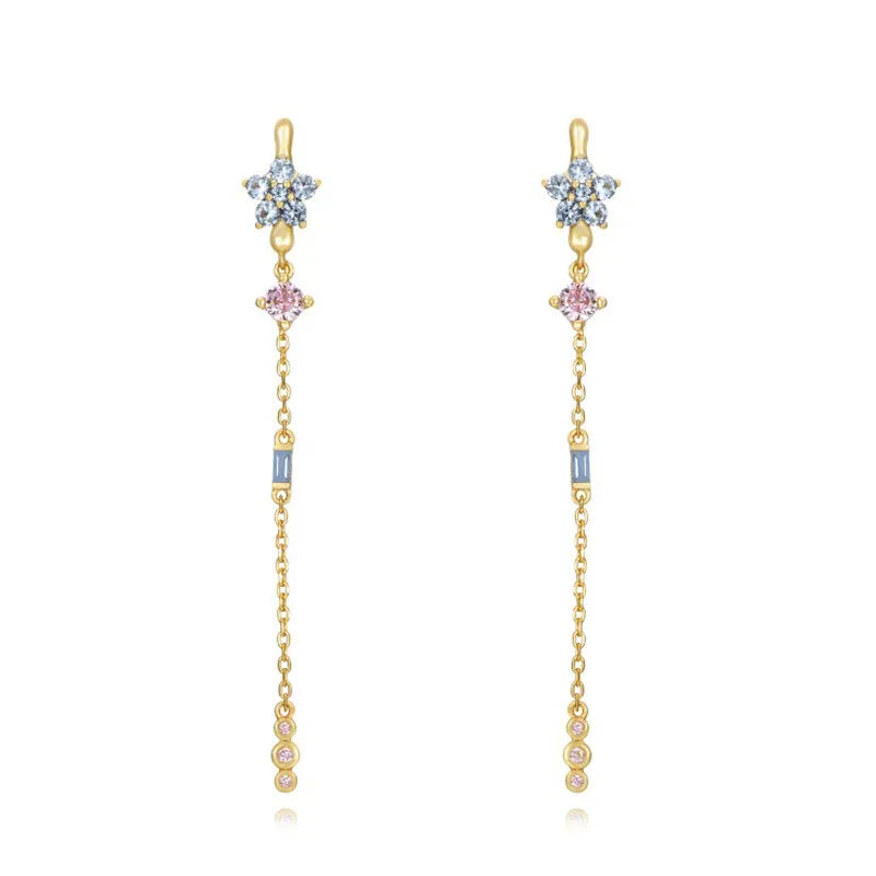 Gemstones Drops Gold Earrings