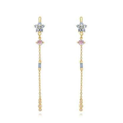 Gemstones Drops Gold Earrings