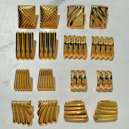Gold Squared Hoop Earrings