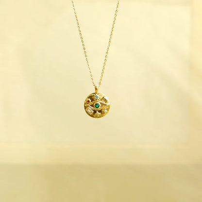 Eye Emerald Charm Gold Necklace