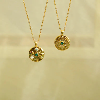 Eye Emerald Charm Gold Necklace
