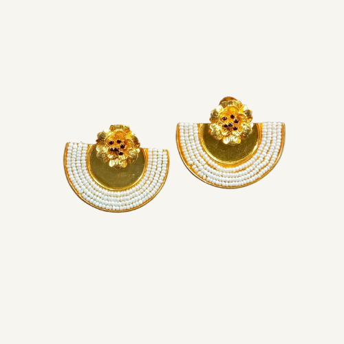 Floral Gold and Pearl Earrings