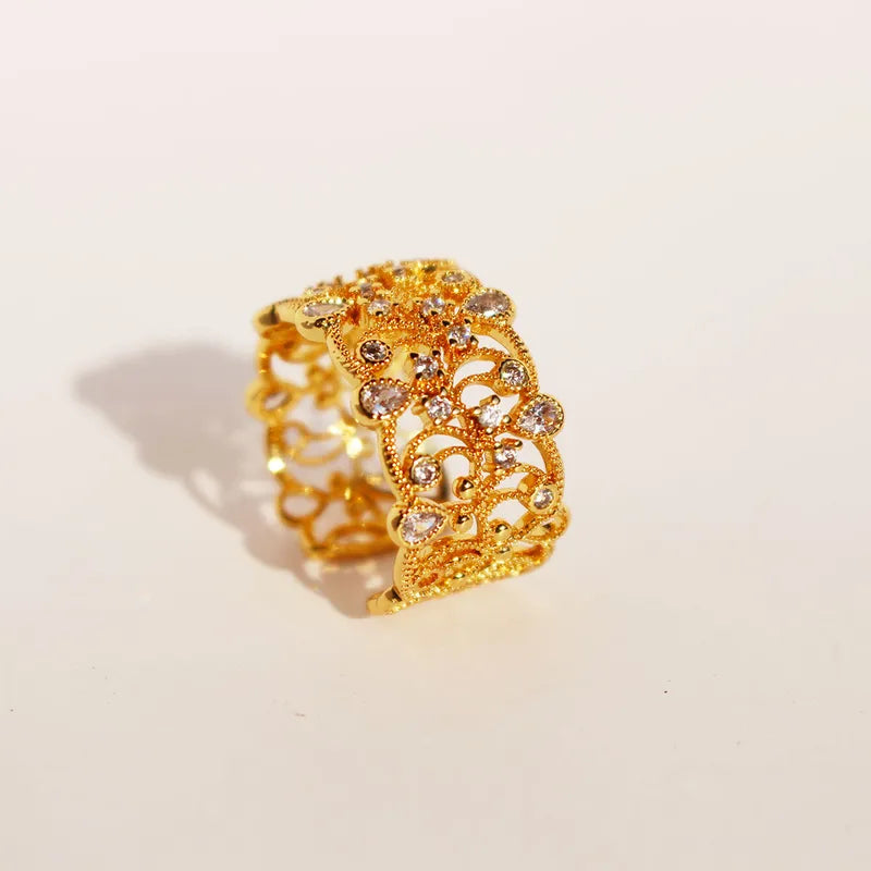 Zircons Intricate Gold Ring