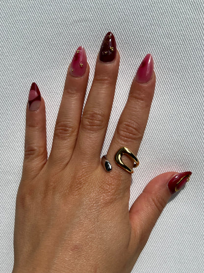 Gold Silver Adjustable Ring