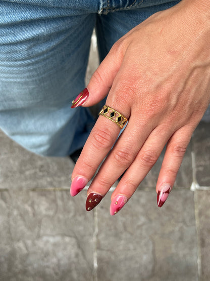 Black Gemstones Gold Ring
